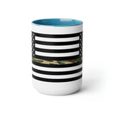 Two-Tone Thin Camo Line Flag Coffee Mugs, 15oz