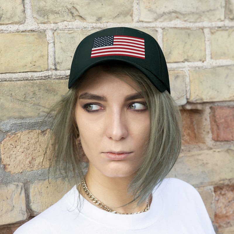 American Flag Unisex Baseball Hat (Embroidered Flag)
