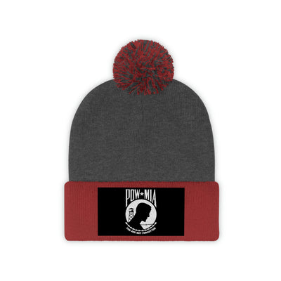 POW-MIA Flag Pom Pom Beanie (Fully Embroidered Flag)