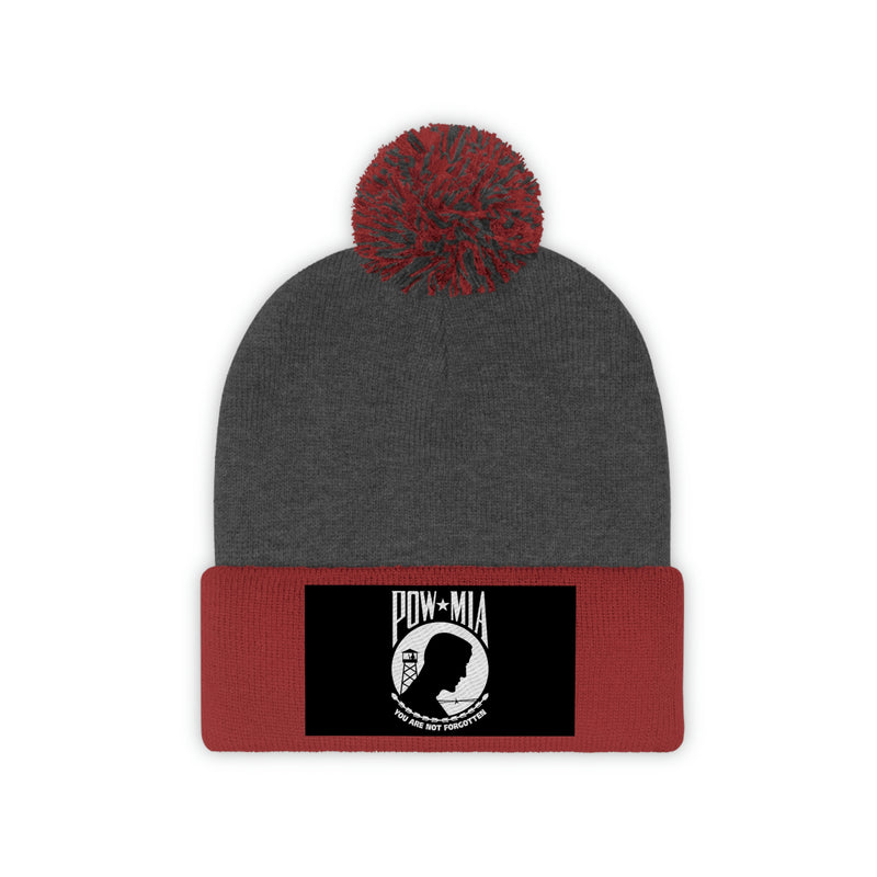 POW-MIA Flag Pom Pom Beanie (Fully Embroidered Flag)
