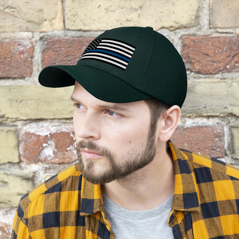 Thin Blue Line Flag Unisex Baseball Hat (Embroidered Flag)