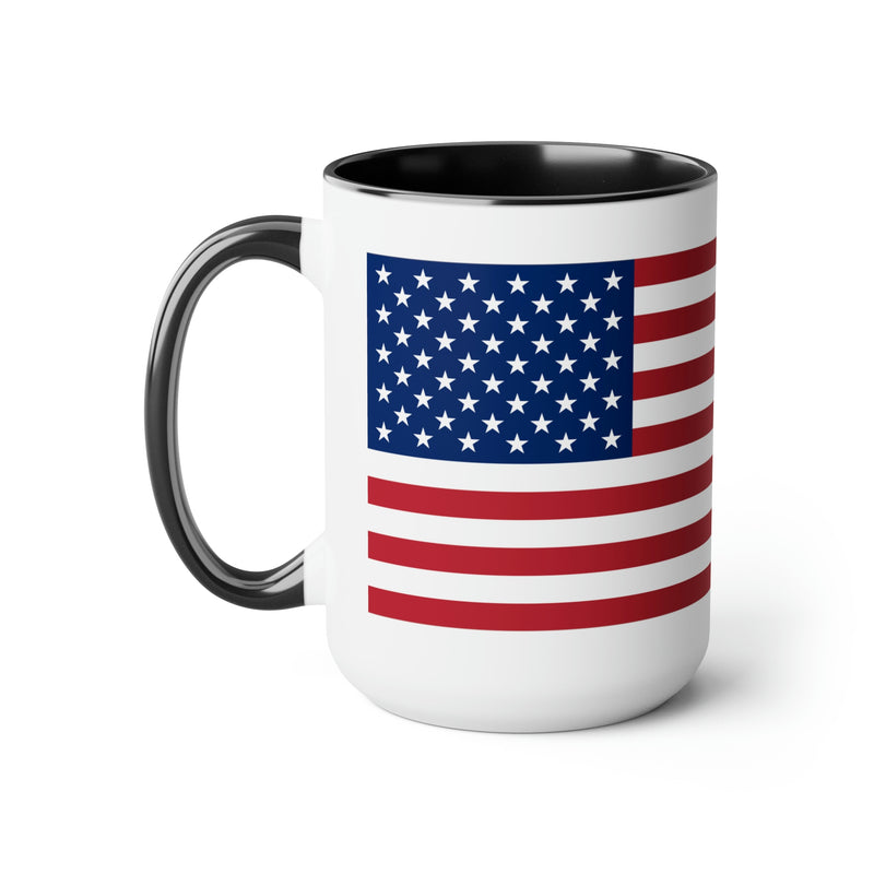 Two-Tone American Flag Coffee Mugs, 15oz