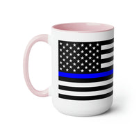 Two-Tone Thin Blue Line Flag Coffee Mugs, 15oz