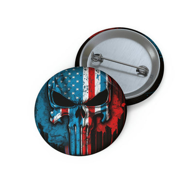 American Flag Punisher Skull Custom Pin Buttons