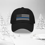 Dad Hat - Thin Blue Line Flag (Embroidered Flag)