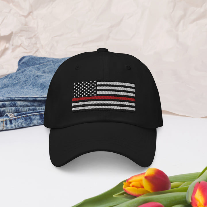 Dad Hat - Thin Red Line Flag (Embroidered Flag)