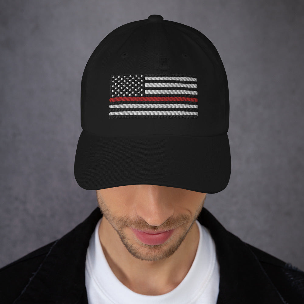 Dad Hat - Thin Red Line Flag (Embroidered Flag)