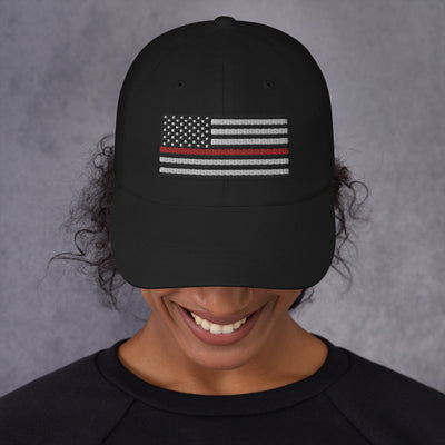 Dad Hat - Thin Red Line Flag (Embroidered Flag)