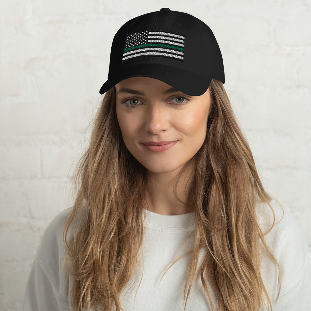 Dad Hat - Thin Green Line Flag (Embroidered Flag) by USA Flag Co.