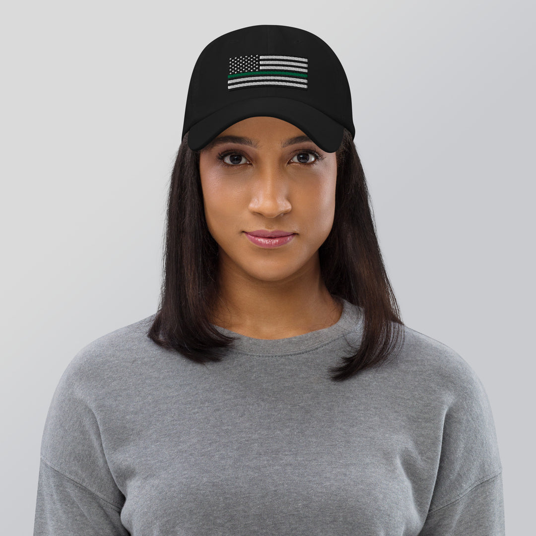 Dad Hat - Thin Green Line Flag (Embroidered Flag)