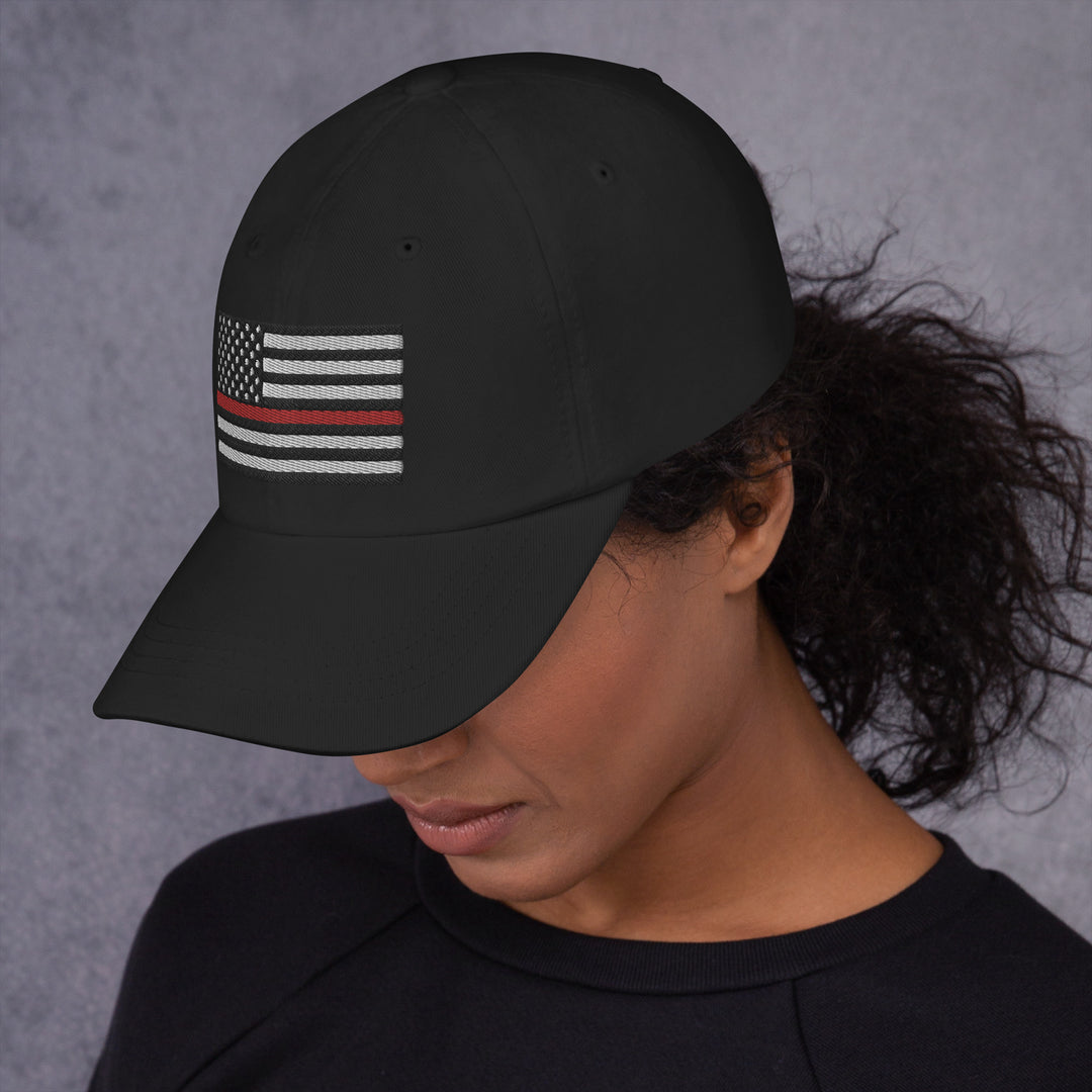 Dad Hat - Thin Red Line Flag (Embroidered Flag)