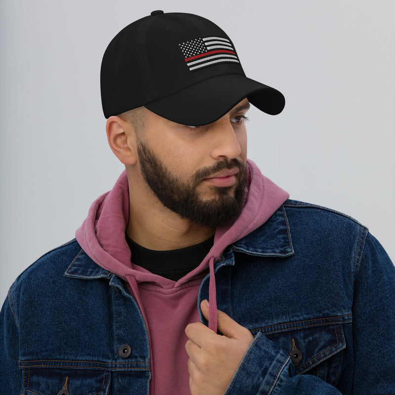 Dad Hat - Thin Red Line Flag (Embroidered Flag)