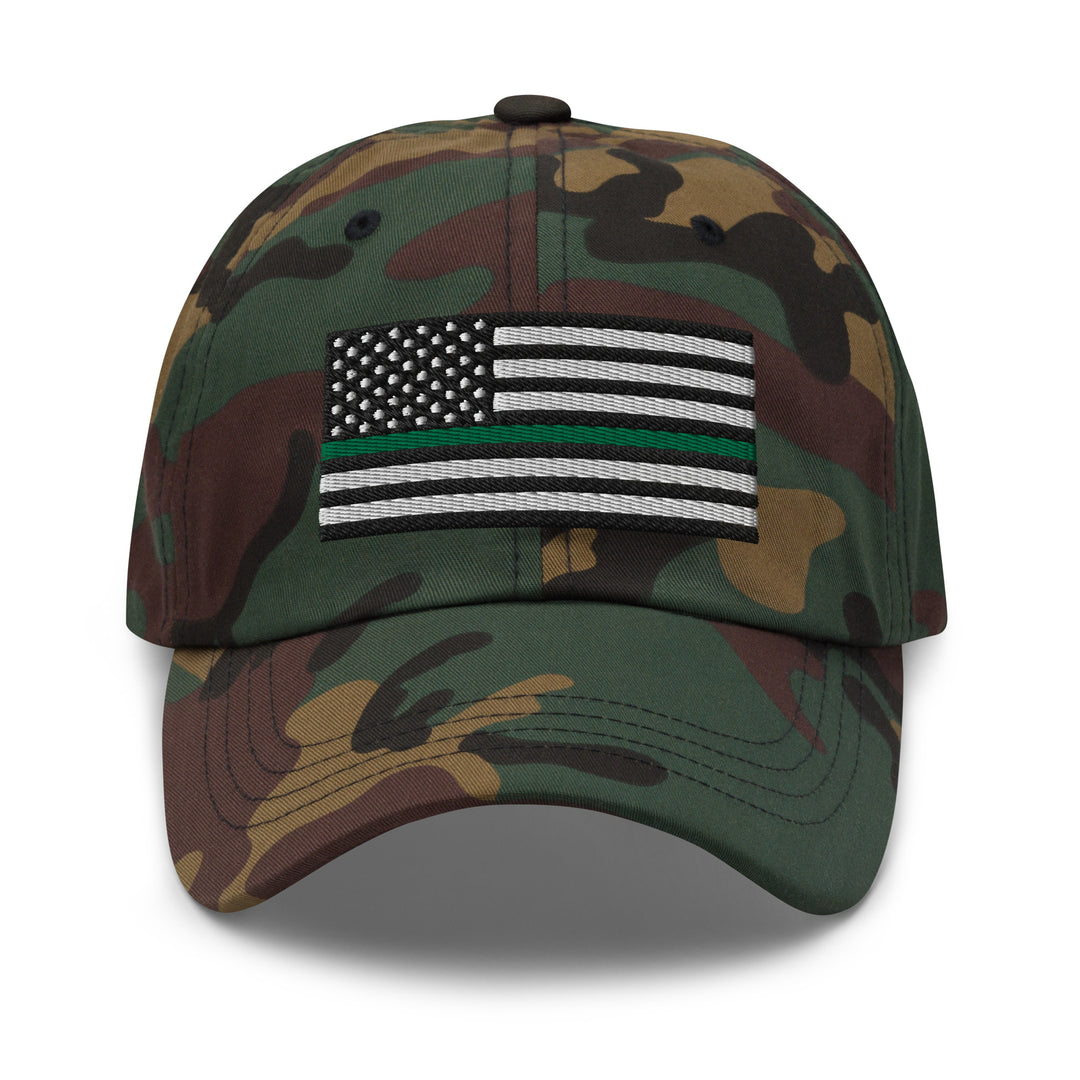 Dad Hat - Thin Green Line Flag (Embroidered Flag)