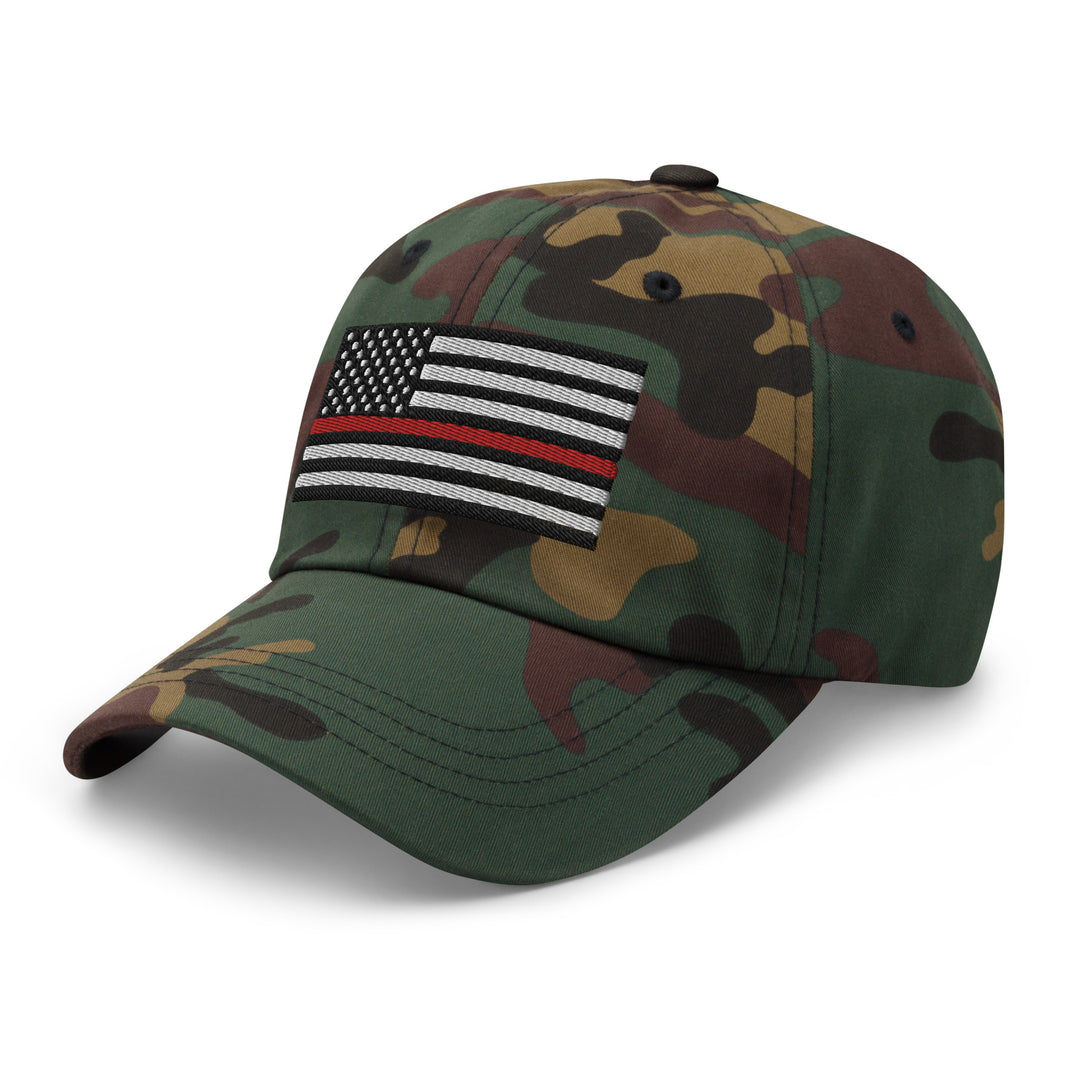 Dad Hat - Thin Red Line Flag (Embroidered Flag)