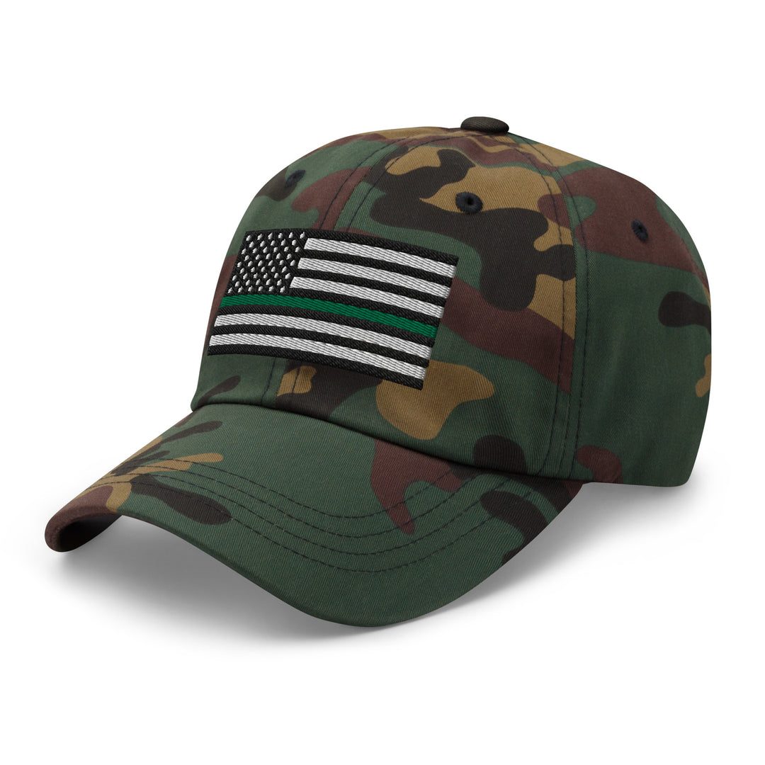 Dad Hat - Thin Green Line Flag (Embroidered Flag)