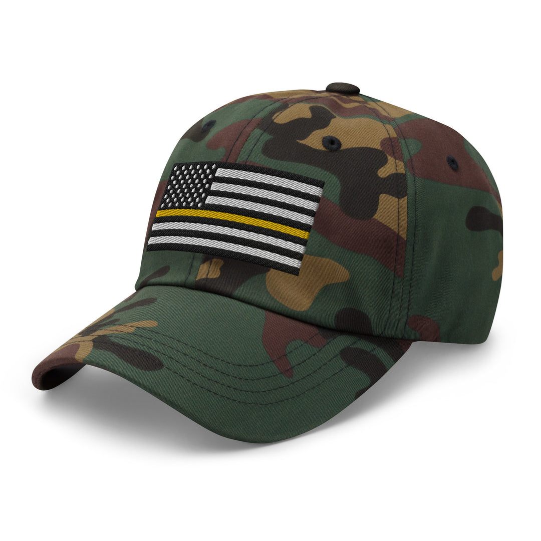 Dad Hat - Thin Yellow Line Flag (Embroidered Flag)