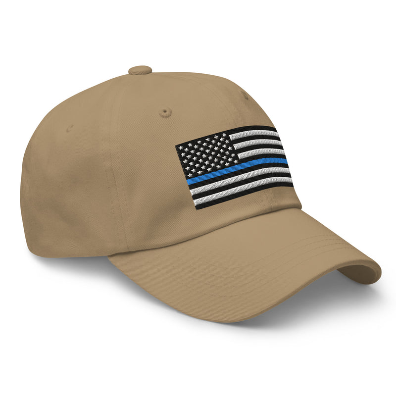 Dad Hat - Thin Blue Line Flag (Embroidered Flag)