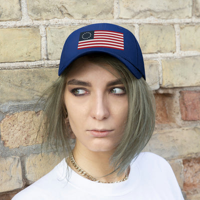 Betsy Ross Flag Unisex Baseball Hat (Embroidered Flag)