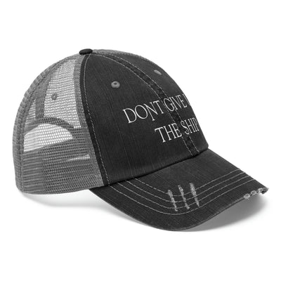 Don't Give Up The Ship Distressed Unisex Trucker Hat (Embroidered Text)