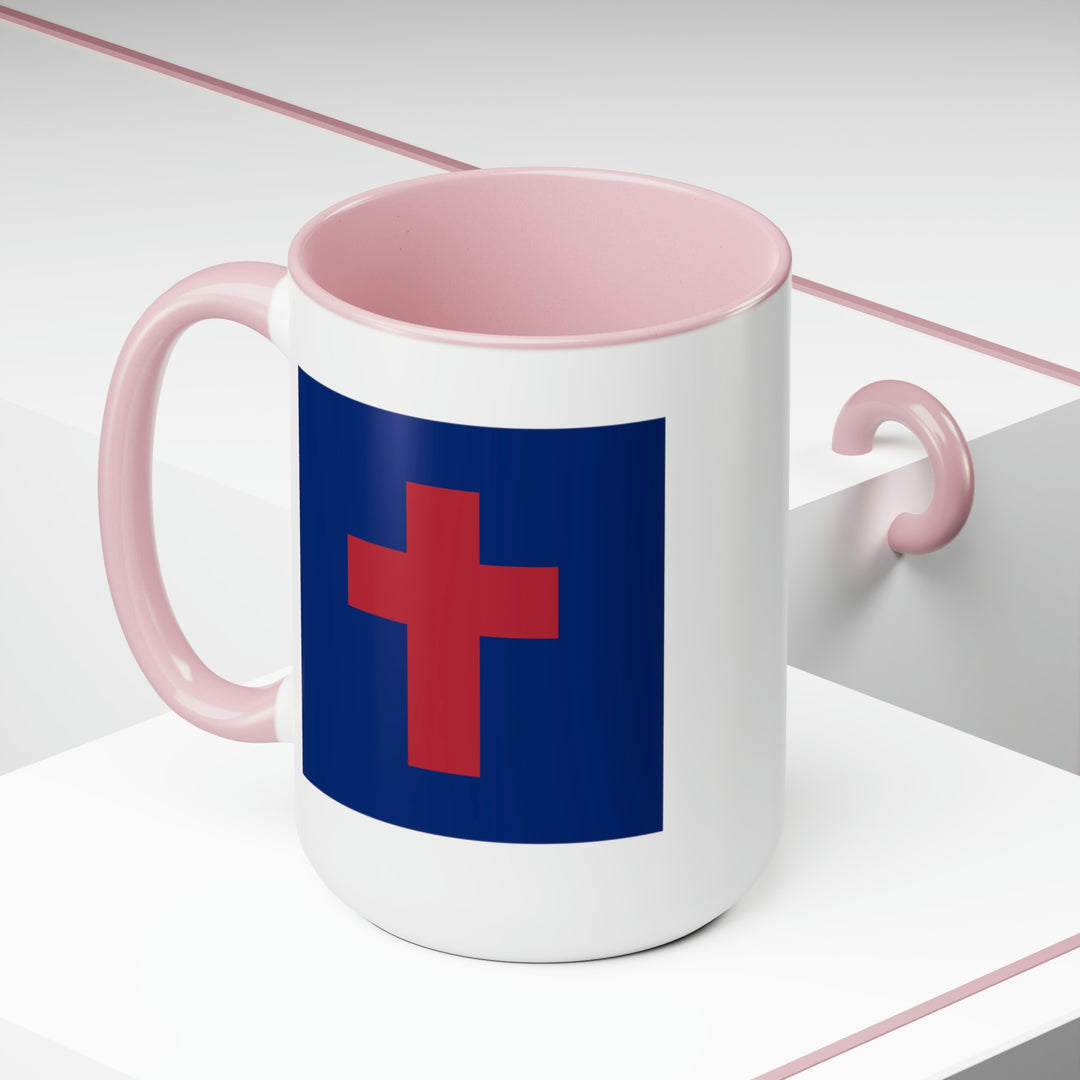 Two-Tone Christian Flag Coffee Mugs, 15oz