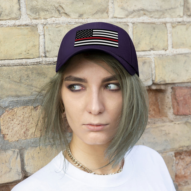 Thin Red Line Flag Unisex Baseball Hat (Embroidered Flag)