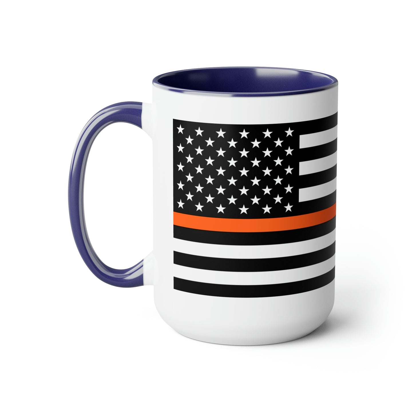 Two-Tone Thin Orange Line Flag Coffee Mugs, 15oz