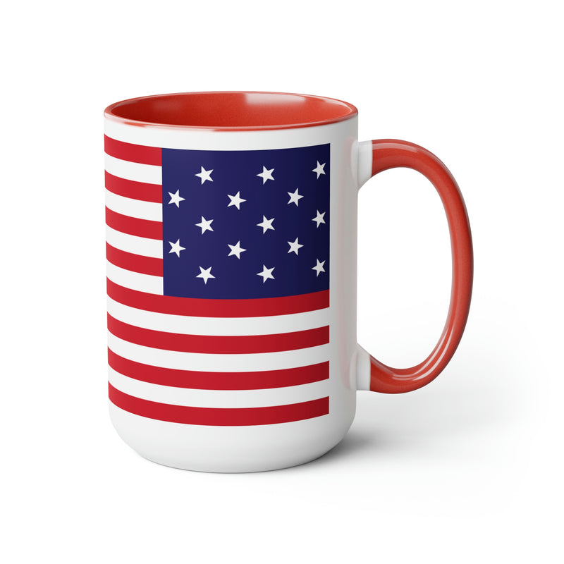 Two-Tone Star Spangled Banner Flag Coffee Mugs, 15oz