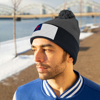 Christian Flag Pom Pom Beanie (Fully Embroidered Flag)