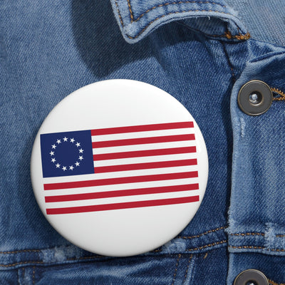 Betsy Ross Flag Custom Pin Buttons - White
