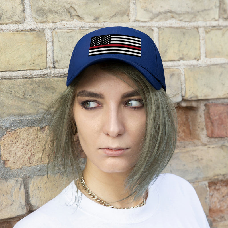 Thin Red Line Flag Unisex Baseball Hat (Embroidered Flag)