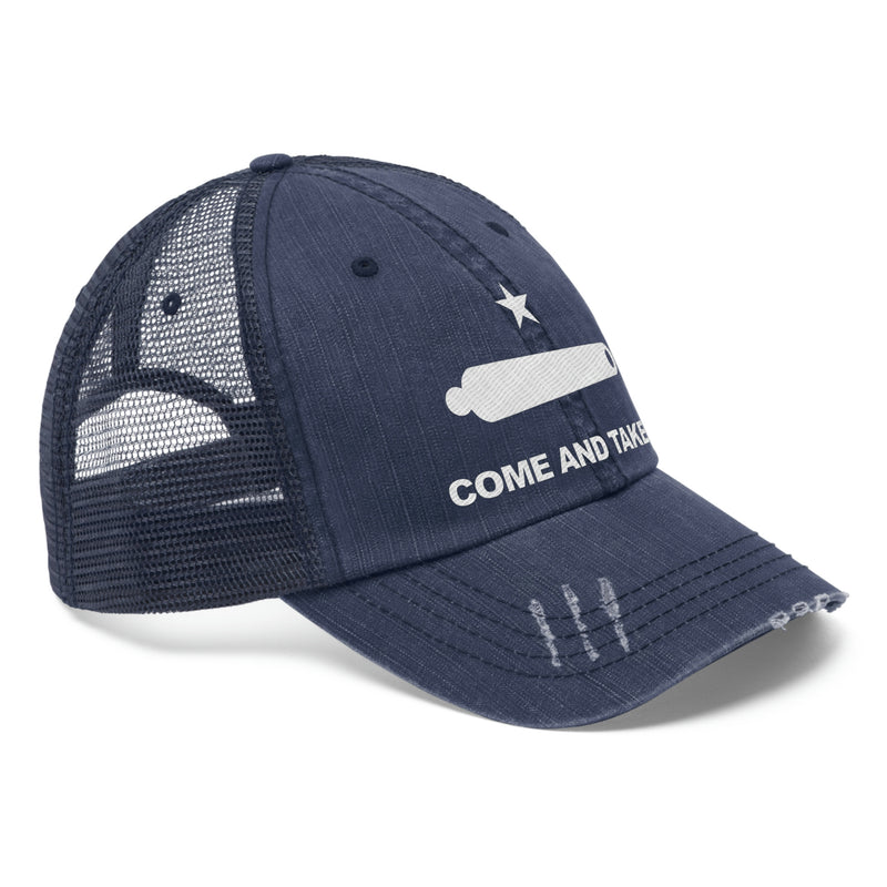 Come And Take It Flag Distressed Unisex Trucker Hat (Embroidered)