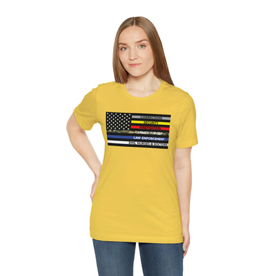 Thin Line USA Flag T Shirt: Bella + Canvas 3001