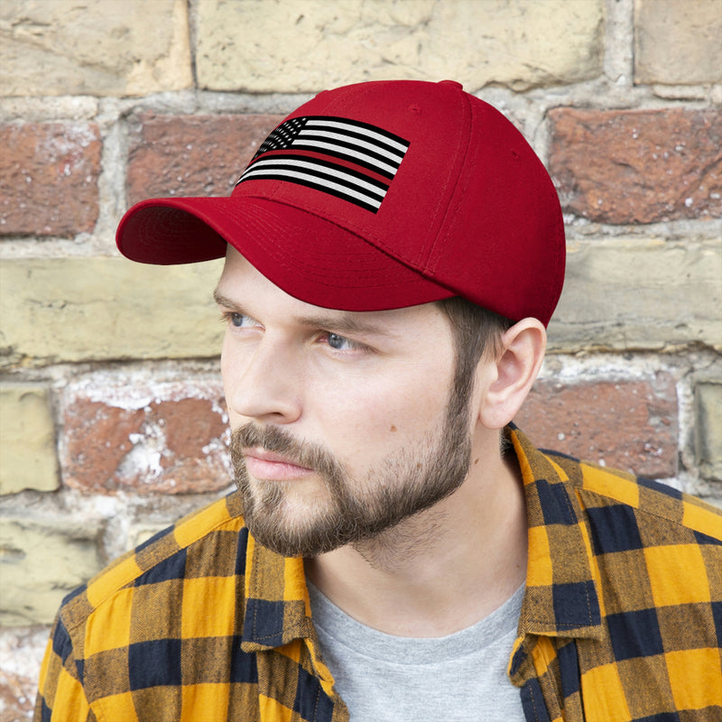 Thin Red Line Flag Unisex Baseball Hat (Embroidered Flag)