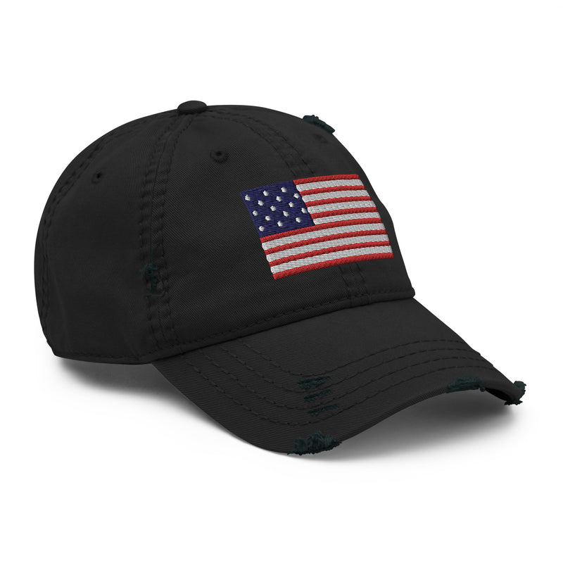 Distressed Dad Hat - The Star Spangled Banner (Embroidered Flag)