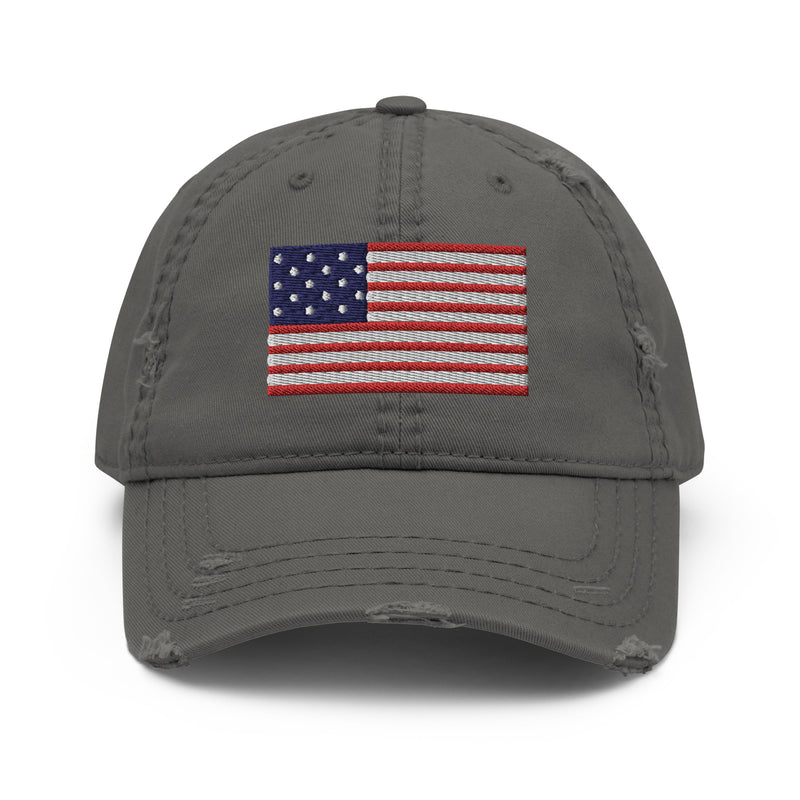Distressed Dad Hat - The Star Spangled Banner (Embroidered Flag)