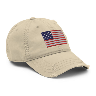 Distressed Dad Hat - The Star Spangled Banner (Embroidered Flag)