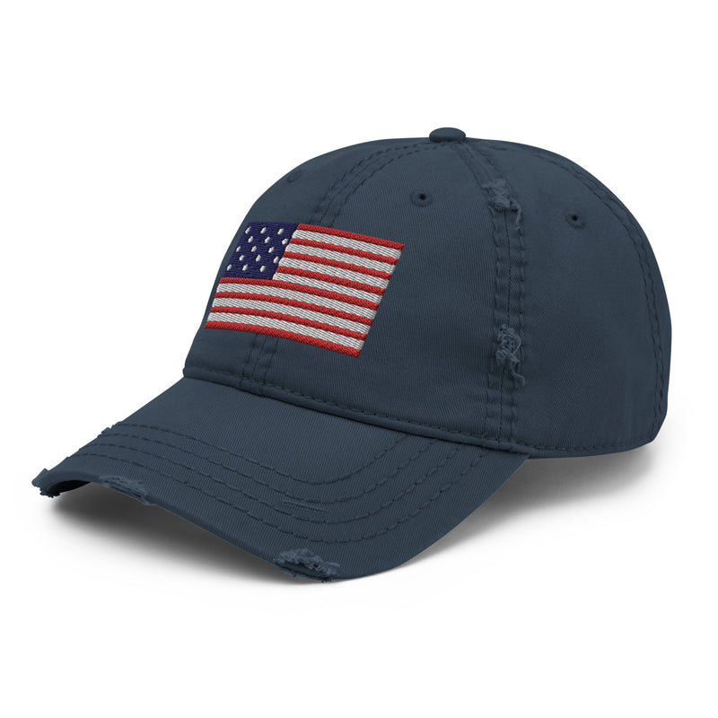 Distressed Dad Hat - The Star Spangled Banner (Embroidered Flag)