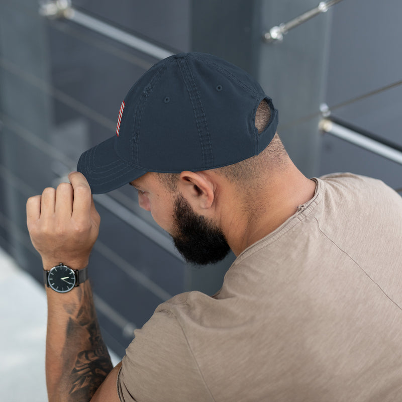 Distressed Dad Hat - The Star Spangled Banner (Embroidered Flag)