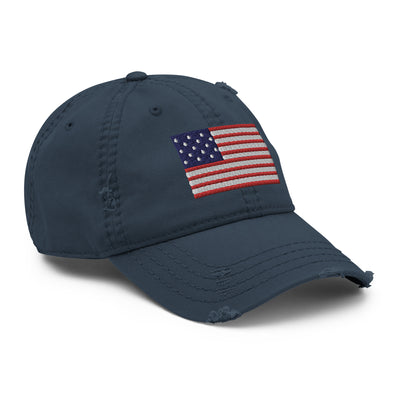 Distressed Dad Hat - The Star Spangled Banner (Embroidered Flag)