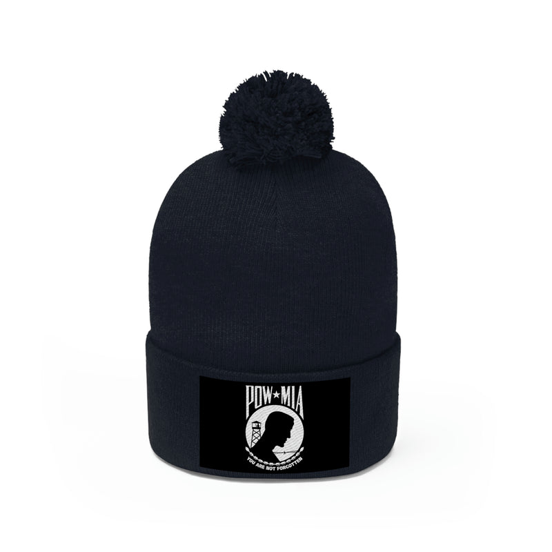 POW-MIA Flag Pom Pom Beanie (Fully Embroidered Flag)