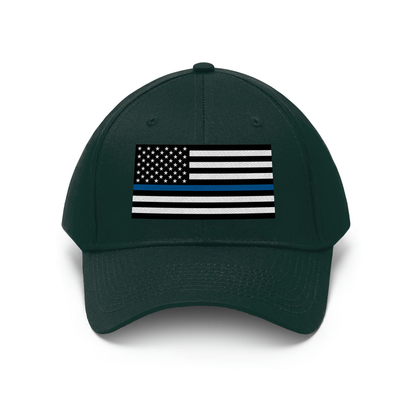 Thin Blue Line Flag Unisex Baseball Hat (Embroidered Flag)