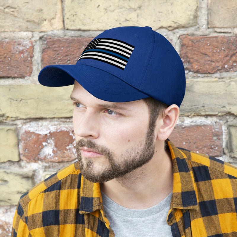 Thin Blue Line Flag Unisex Baseball Hat (Embroidered Flag)