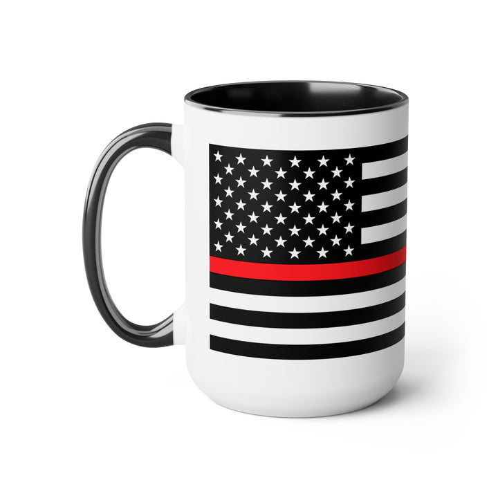 Two-Tone Thin Red Line Flag Coffee Mugs, 15oz