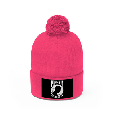 POW-MIA Flag Pom Pom Beanie (Fully Embroidered Flag)
