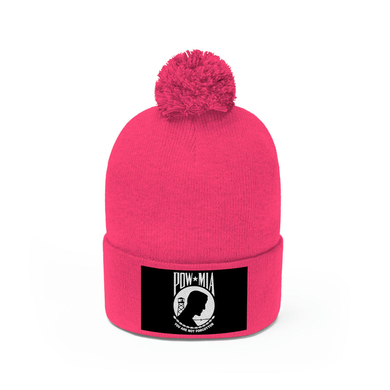POW-MIA Flag Pom Pom Beanie (Fully Embroidered Flag)