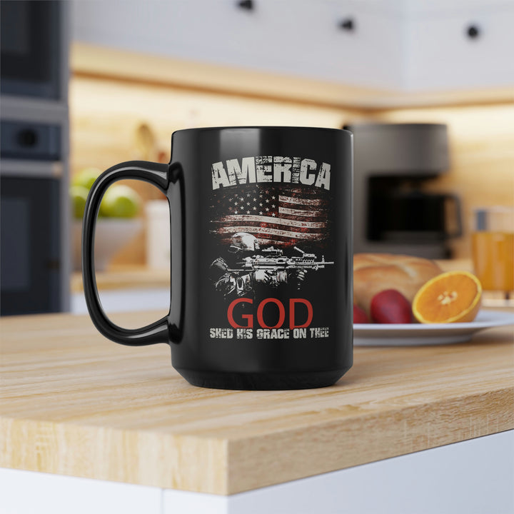 AMERICA God Shed His Grace On Thee Mug - 15 oz Black Mug