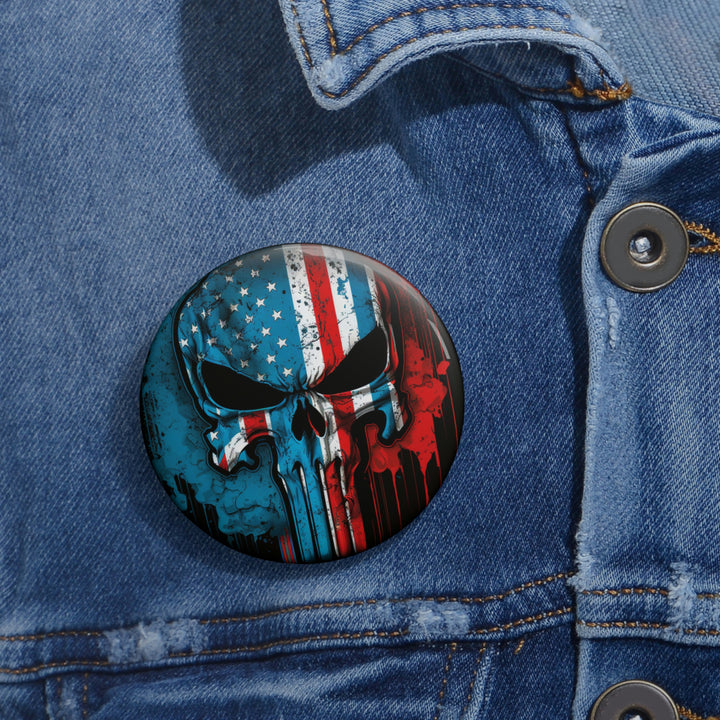 American Flag Punisher Skull Custom Pin Buttons