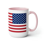 Two-Tone American Flag Coffee Mugs, 15oz