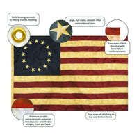 Heritage Betsy Ross Flag (3x5 foot) Embroidered Stars & Sewn Stripes - USA Flag Co.