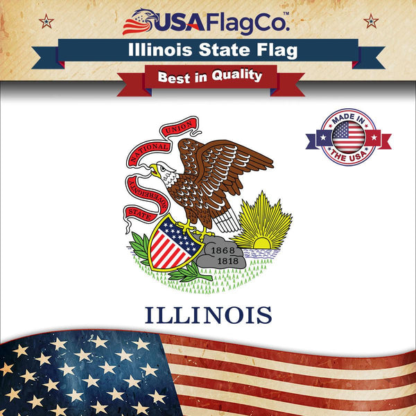 Illinois State Flag – 4x6 Inch Rayon Flag On 10" Staff With Spear Top, Desktop Or Hand-Held Size - View #14